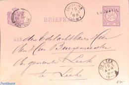 Netherlands - Various Cancellations 1888 POstcard From ENUMATIL (naamstempel) Via ZUIDHORN, GRONINGEN To DE LEEK, Post.. - Other & Unclassified