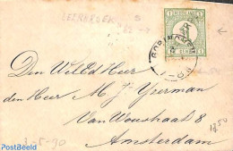 Netherlands - Various Cancellations 1890 Cover From LEERBROEK (naamstempel) To Amsterdam, Postal History - Other & Unclassified