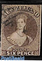 New Zealand 1862 6d, WM Star, Darkbrown, Used, Used Stamps - Used Stamps