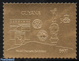 Guyana 1992 World Thematic Exhibition 1v, Gold, Mint NH, Various - Lions Club - Rotary - Rotary, Lions Club