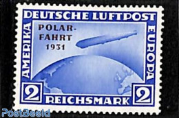 Germany, Empire 1931 2M Polarfahrt, MNH Regummed, Unused (hinged), Transport - Zeppelins - Unused Stamps