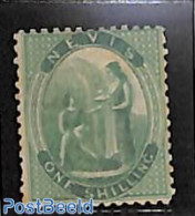 Nevis 1866 1sh, Bluegreen, Without Gum, Unused (hinged) - St.Kitts And Nevis ( 1983-...)