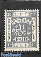 Palestinian Terr. 1918 20p, Stamp Out Of Set, Mint NH - Palästina