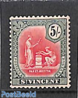 Saint Vincent 1921 5sh, WM Script-CA, Stamp Out Of Set, Unused (hinged) - St.Vincent (1979-...)