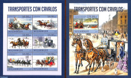 Mozambique 2013 Horse Transports 2 S/s, Mint NH, Nature - Transport - Horses - Coaches - Postkoetsen