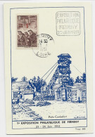 FRANCE 1FR MINEURS CARTE SPECIALE DAGUIN ISOLE EXPOSITION PHILATELIQUE FIRMINY 23.6.1951 LOIRE - Maschinenstempel (Werbestempel)