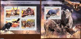 Mozambique 2016 Endangered Animals 2 S/s, Mint NH, Nature - Animals (others & Mixed) - Birds - Birds Of Prey - Monkeys - Mozambique