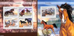 Mozambique 2016 Horses 2 S/s, Mint NH, Nature - Horses - Mozambique