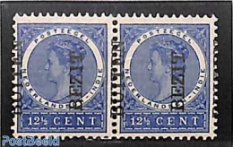 Netherlands Indies 1908 Pair 12.5c, Moved Overprints MNH, Mint NH - Other & Unclassified