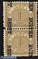 Netherlands Indies 1908 1c, Moved Overprint Pair (1 Stamp Corner Damage), Unused (hinged) - Autres & Non Classés