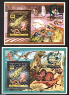 Guyana 1995 Singapore '95 Overprint 2 S/s, Mint NH, History - Nature - Geology - Prehistoric Animals - Shells & Crusta.. - Préhistoriques