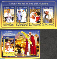 Sao Tome/Principe 2014 Pope Francis 2 S/s, Mint NH, Religion - Pope - Religion - Pausen