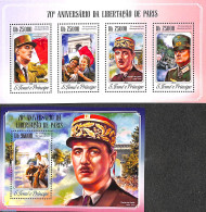 Sao Tome/Principe 2014 Liberation Of Paris 2 S/s, Mint NH, History - Transport - French Presidents - World War II - Au.. - De Gaulle (Général)
