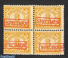 Netherlands Indies 1912 3c, SPECIMEN, Block Of 4 [+], Mint NH - Other & Unclassified