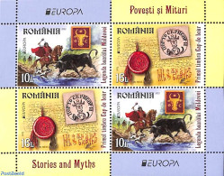 Romania 2022 Europa, Myths & Legends S/s, Mint NH, History - Nature - Europa (cept) - Horses - Stamps On Stamps - Art .. - Ongebruikt