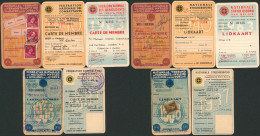 Lot De 5 Cartes De Membres "fédération National Des Militaires Invalides De Guerres / Combattant (Flémalle, Andenne) - 1936-1957 Open Kraag