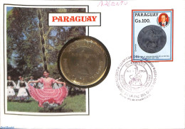 Paraguay 1985 Coin Letter, Cover With Stamp+coin, Postal History, Nature - Cat Family - Paraguay