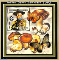 Mozambique 2002 Scouting S/s, Mint NH, Nature - Sport - Butterflies - Mushrooms - Scouting - Champignons