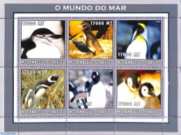 Mozambique 2002 Penguin 6v M/s, Mint NH, Nature - Birds - Penguins - Mozambique