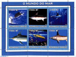 Mozambique 2002 Swordfish 6v M/s, Mint NH, Nature - Fish - Fishes