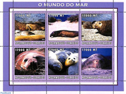 Mozambique 2002 Sea Mammals 6v M/s, Mint NH, Nature - Sea Mammals - Mozambique