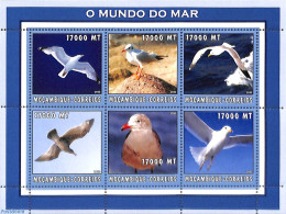 Mozambique 2002 Seagull 6v M/s, Mint NH, Nature - Birds - Mozambique