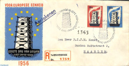 Netherlands 1956 Europa 2v, FDC, Closed Flap, Typed Address, First Day Cover, History - Europa (cept) - Lettres & Documents