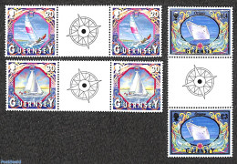 Guernsey 2000 Ships 3v, Gutter Pairs, Mint NH, Transport - Ships And Boats - Bateaux