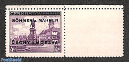 Bohemia & Moravia 1939 4Kr With Empty Field Tab Right, Mint NH - Unused Stamps