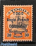Germany, Colonies 1914 Togo, Anglo-French Occupation 30pf, Mint NH, Transport - Ships And Boats - Ships