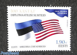 Estonia 2022 Diplomatic Relations With USA 1v, Mint NH, History - Flags - Estonia