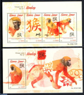 Sierra Leone 2015 Year Of The Monkey 2 S/s, Mint NH, Nature - Various - Monkeys - New Year - Nouvel An