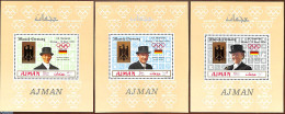 Ajman 1969 Olympic Games, Overprints 3 S/s, Mint NH, Nature - Sport - Horses - Athletics - Basketball - Boxing - Cycli.. - Athlétisme