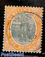 St Kitts/Nevis/Anguilla 1905 1sh, WM Mult.Crown-CA, Stamp Out Of Set, Used Stamps, History - Explorers - Onderzoekers