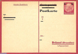 Germany, Empire 1943 Postcard 6 On 15pf, Error, F Overprint On Response Card, Unused Postal Stationary - Covers & Documents