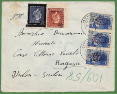 Ad0956 - GREECE - Postal History -  OVERPRINTED STAMPS On COVER To ITALY 1947 - Covers & Documents