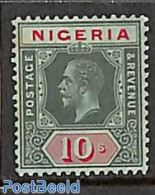 Nigeria 1914 10Sh, Reverse Side White, Stamp Out Of Set, Unused (hinged) - Other & Unclassified