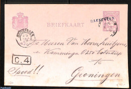 Netherlands - Various Cancellations 1893 Postcard From BAKKEVEEN To Groningen, Postal History - Other & Unclassified