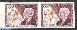 Monaco 1963 Pierre De Coubertin 1v, Imperforated Pair, Mint NH, Sport - Olympic Games - Ongebruikt