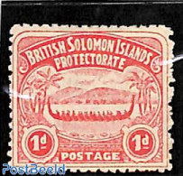 Solomon Islands 1907 1d, Perf. 11, Stamp Out Of Set, Unused (hinged), Transport - Ships And Boats - Bateaux