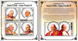 Mozambique 2014 Popes 2 S/s, Mint NH, Religion - Pope - Religion - Pausen