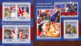 Mozambique 2015 Queen Elizabeth II, Longest Reigning Queen 2 S/s, Mint NH, History - Kings & Queens (Royalty) - Royalties, Royals