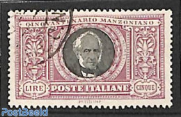 Italy 1923 5L, Manzoni, Stamp Out Of Set, Used, Used Stamps, Art - Authors - Autres & Non Classés