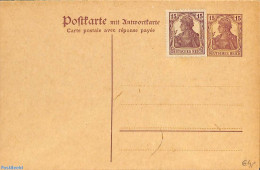 Germany, Empire 1920 Reply Paid Postcard 15/15pf, Uprated To 30/30pf, Unused Postal Stationary - Lettres & Documents