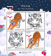 Korea, South 2021 Year Of The Tiger S/s, Mint NH, Nature - Various - Cat Family - Holograms - New Year - Hologramme