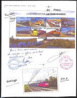 Guinea, Republic 1998 Trains, Original Design Sheets With Remarks, Postal History, Transport - Railways - Eisenbahnen