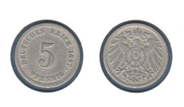 Allemagne  5 Pfennig 1897 D, Type Ll, KM# 11, Deutsches Reich, - 5 Pfennig