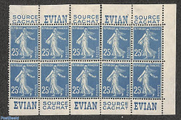 France 1930 10 Stamps With Publicity Tabs EVIAN, Unused (hinged) - Neufs