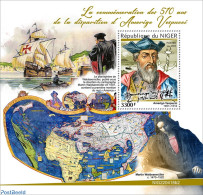 Niger 2022 510th Memorial Anniversary Of Amerigo Vespucci, Mint NH, History - Transport - Various - Explorers - Ships .. - Erforscher