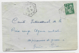 FRANCE IRIS 1FR VERT LETTRE C. HEX PERLE LUMBRES (PAS DE CALAIS) 25.9.10 CP N° 2  WAVRANS POUR CROIX ROUGE GENEVE - Handstempels